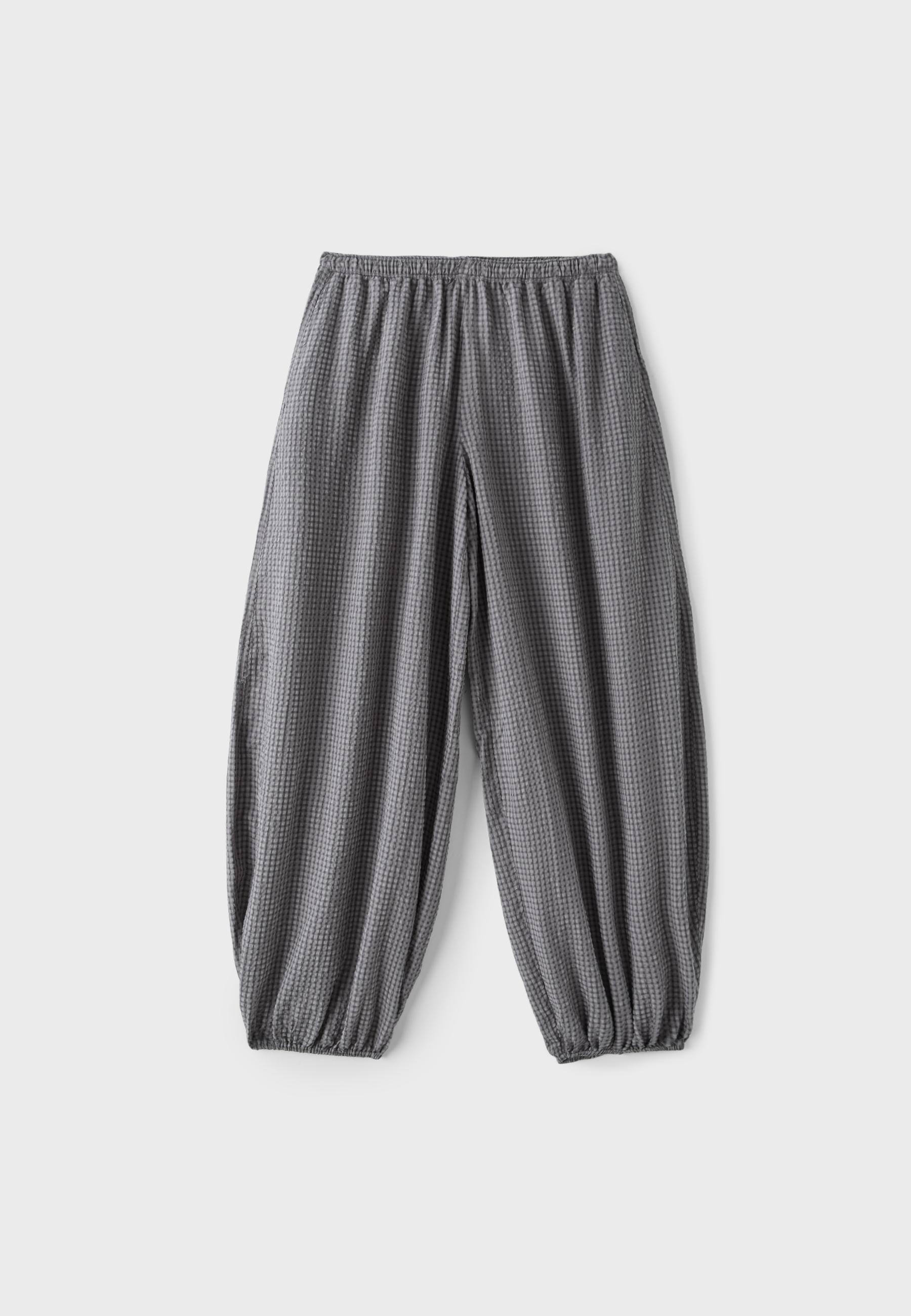Check voluminous trousers — Dark grey