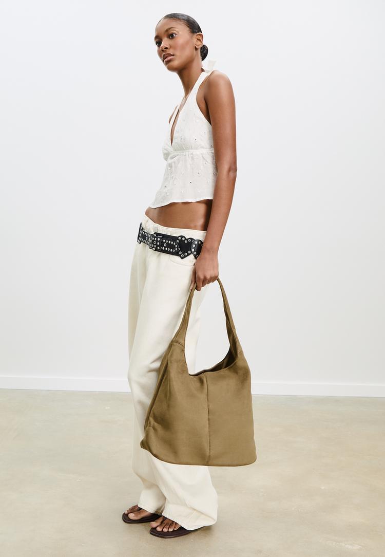 faux suede shoulder bag