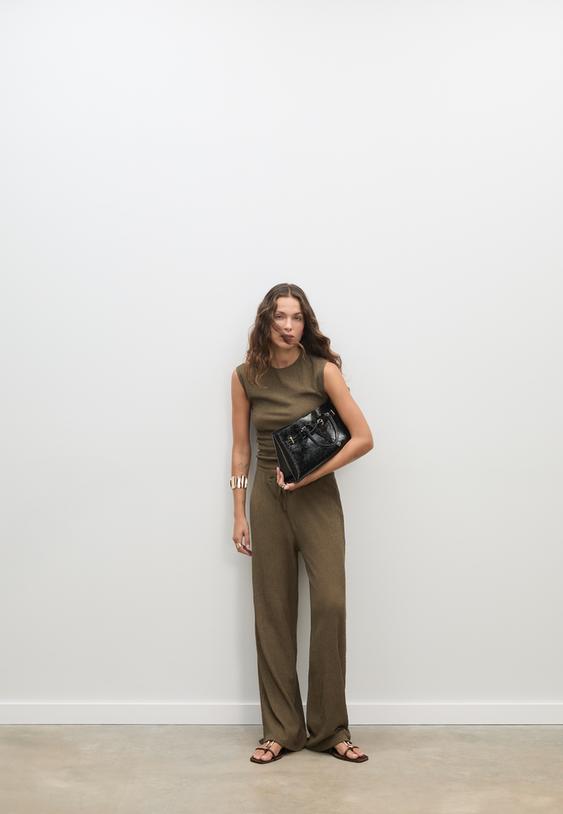 flowing creased effect trousers