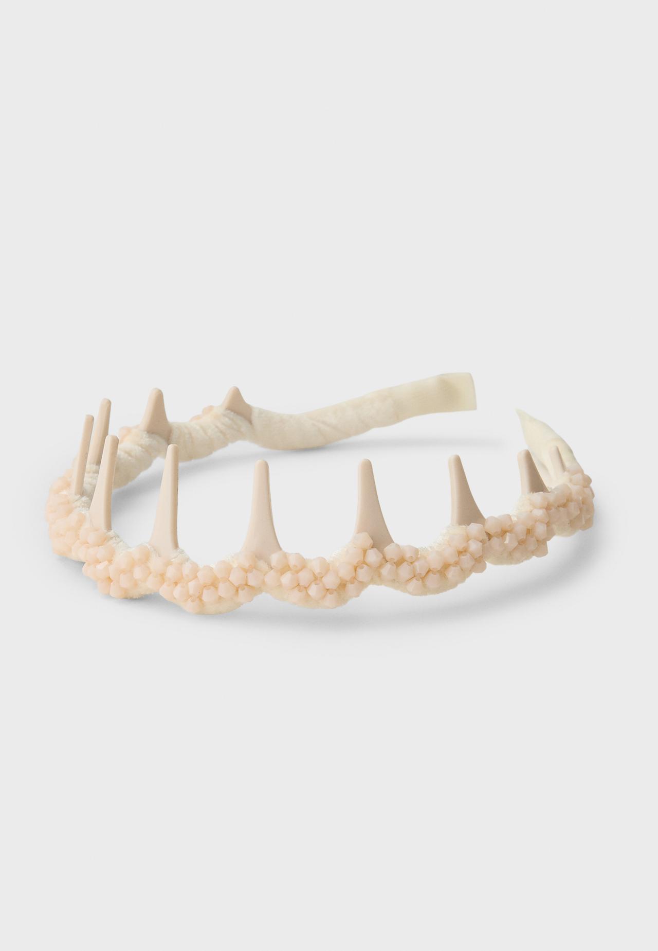 Rigid shimmery headband — Ecru