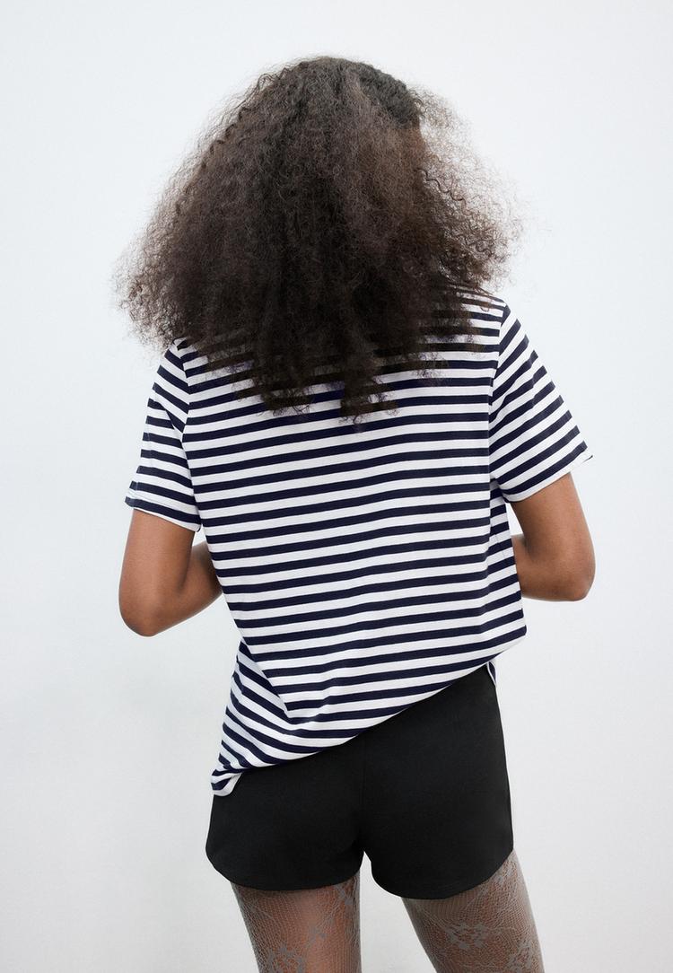 basic regular fit striped round neck tshirt