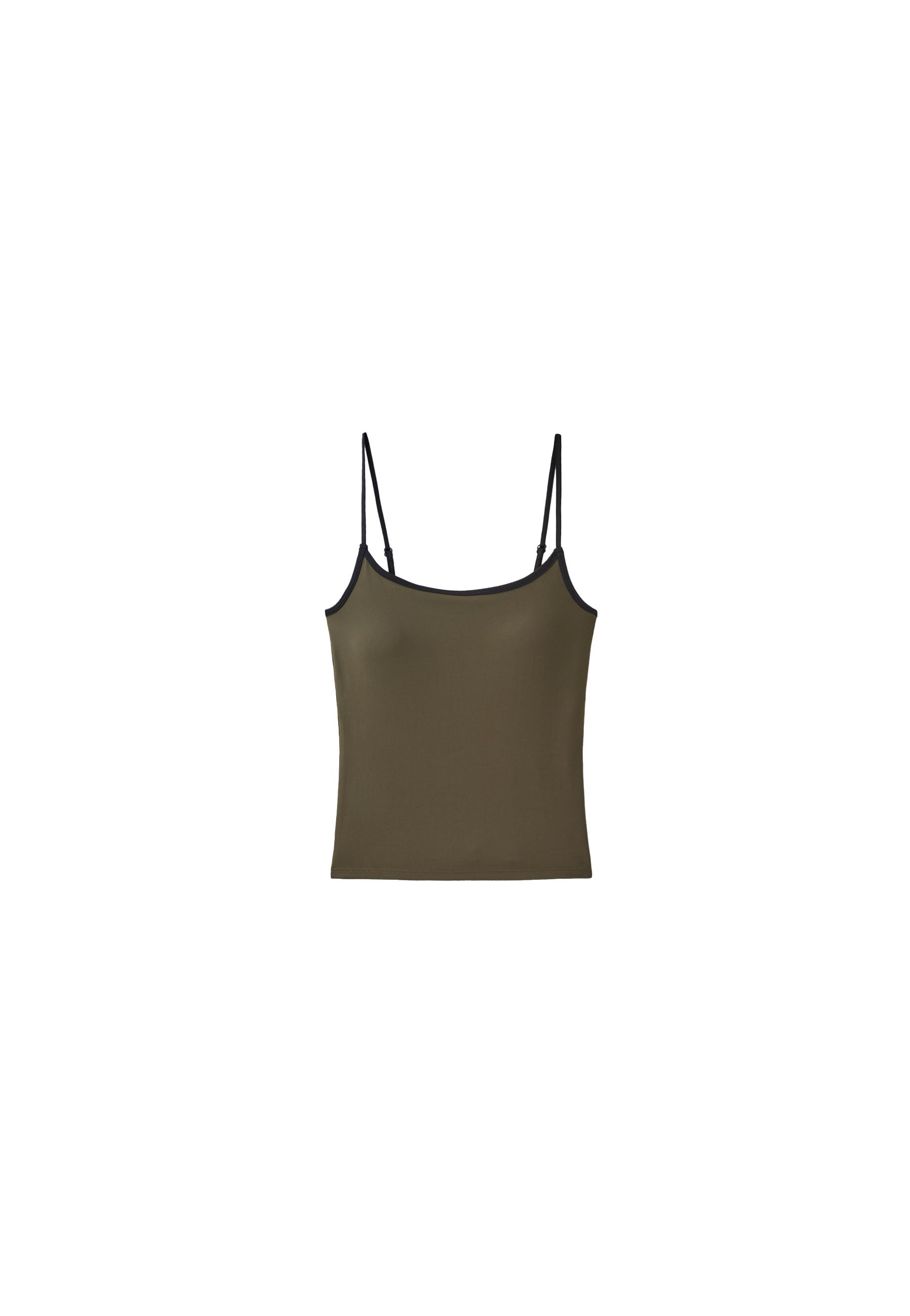 Polyamide strappy top with cups — Khaki