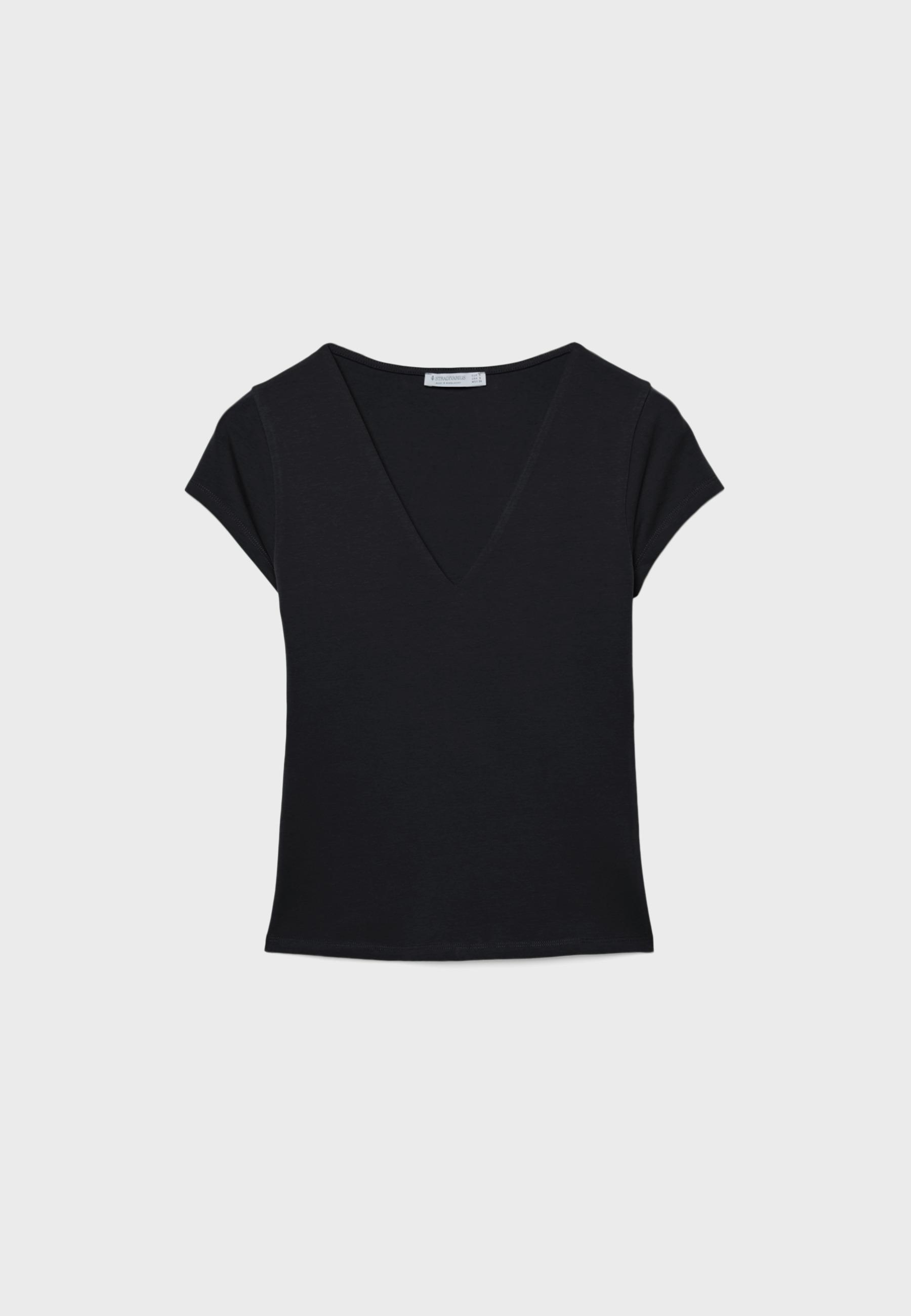Kısa kollu V yaka t-shirt - Görsel 7