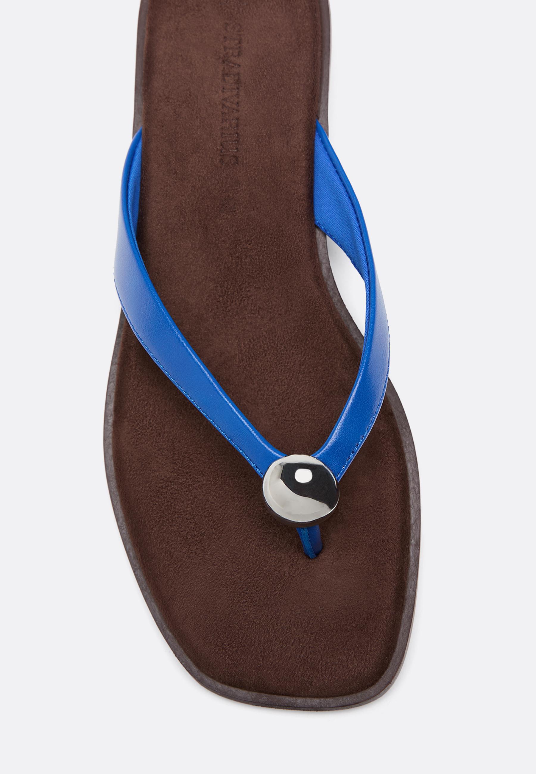 Heeled wedge thong sandals — BLUE