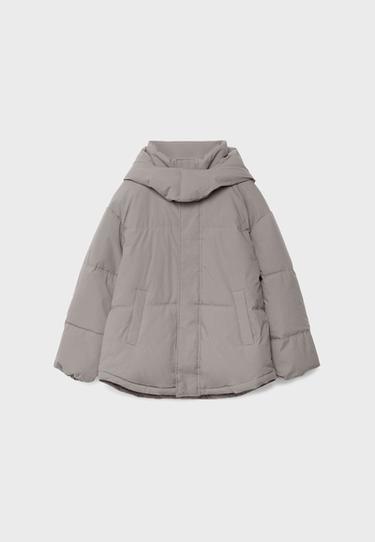 Oversize hooded puffer jacket — Grey 7