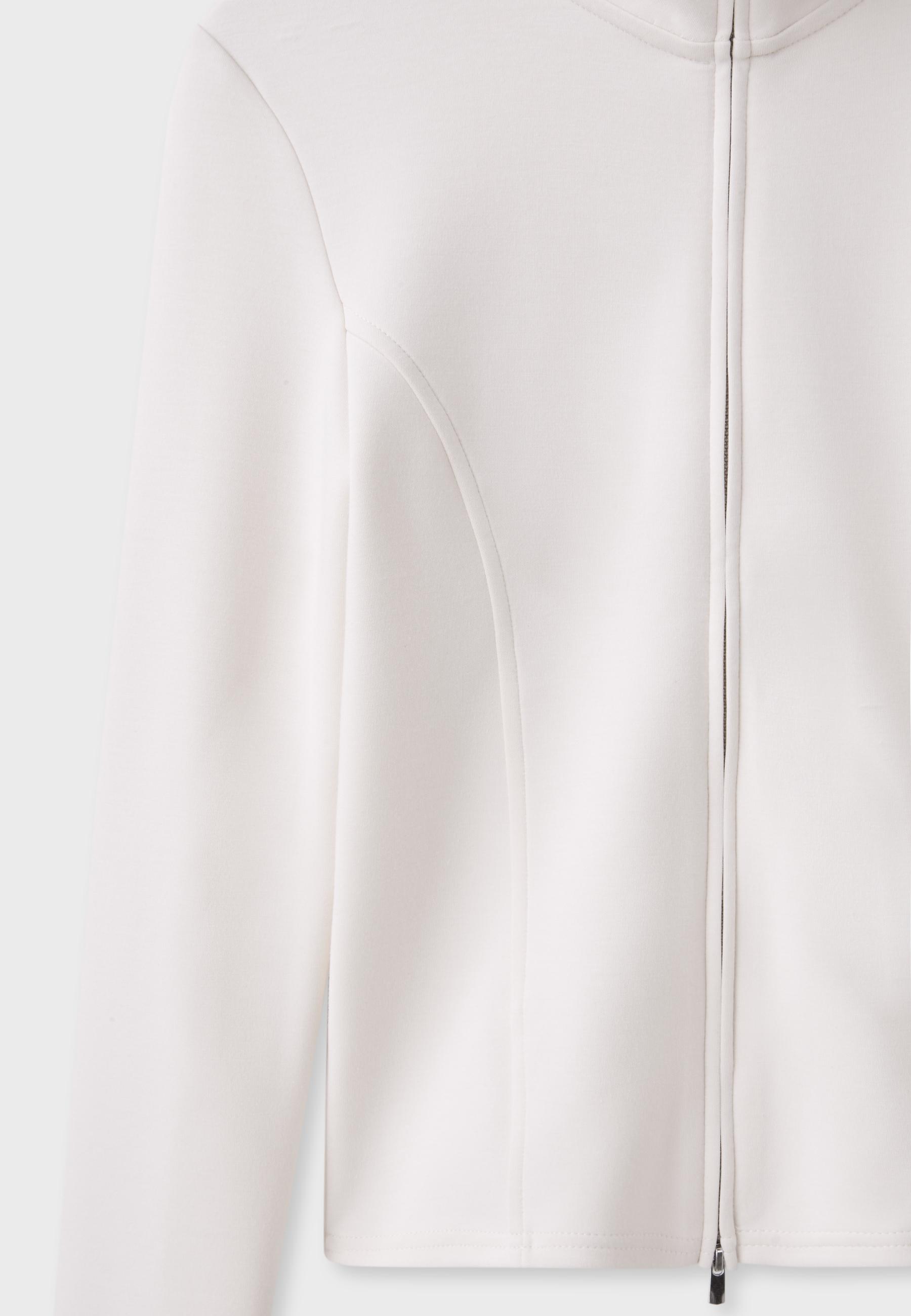 Soft-touch fitted zip-up sweatshirt — Vanilla