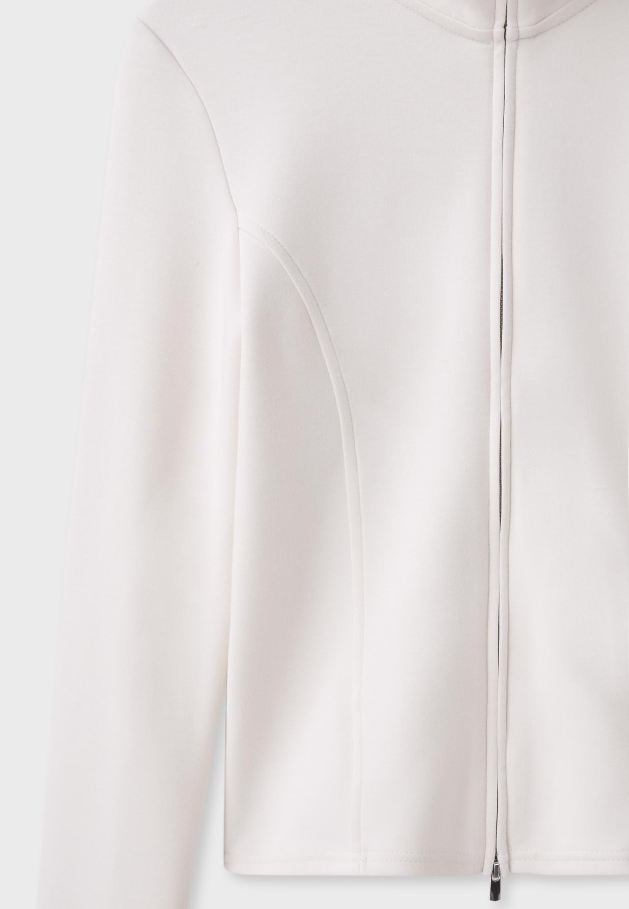 Soft-touch fitted zip-up sweatshirt — Vanilla