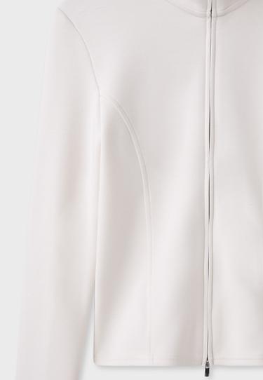 Soft-touch fitted zip-up sweatshirt — Vanilla 9
