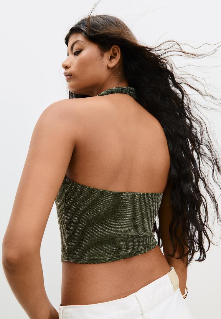 shimmery halter top