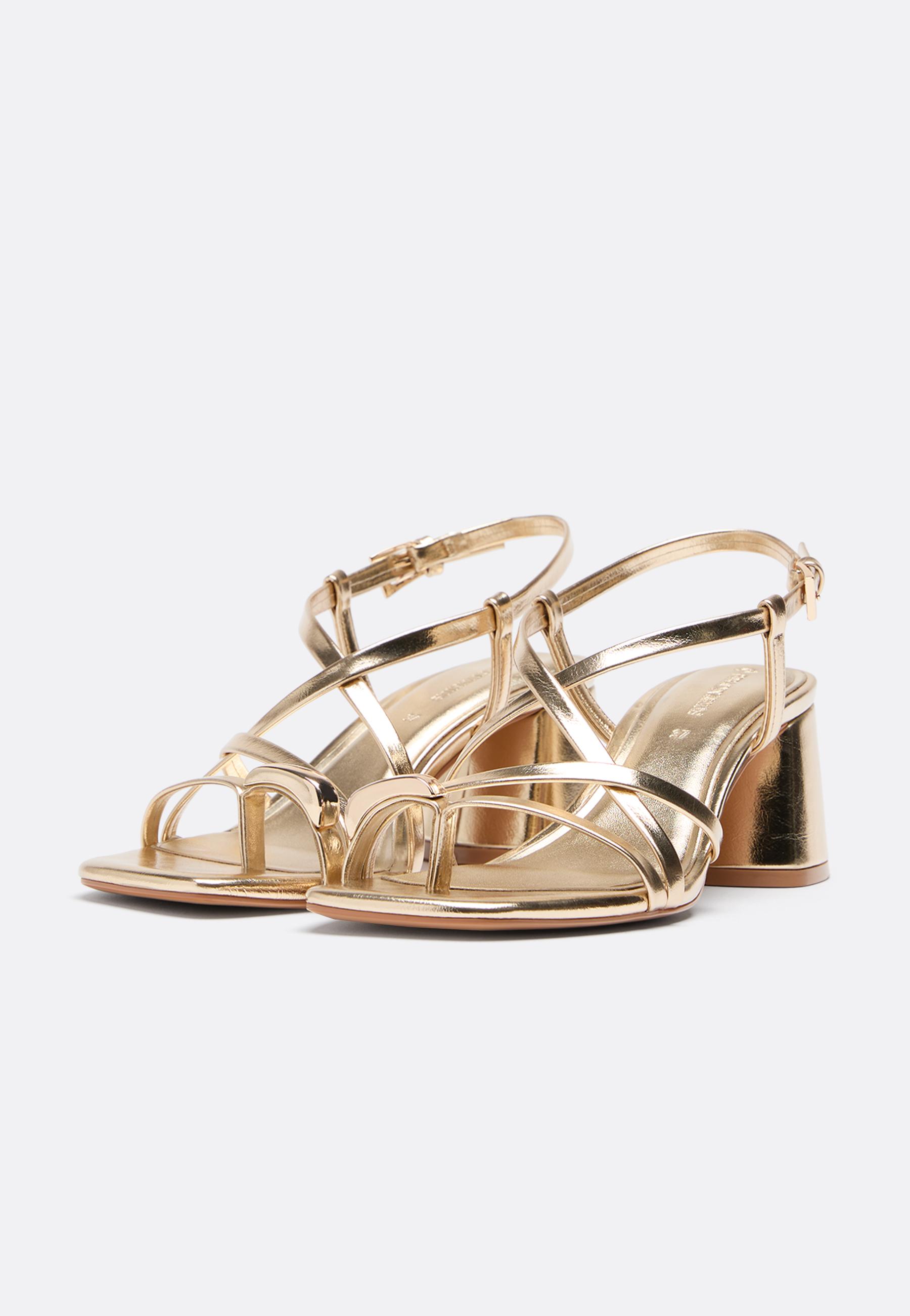 Heeled multi-strap sandals with detail — GOLD