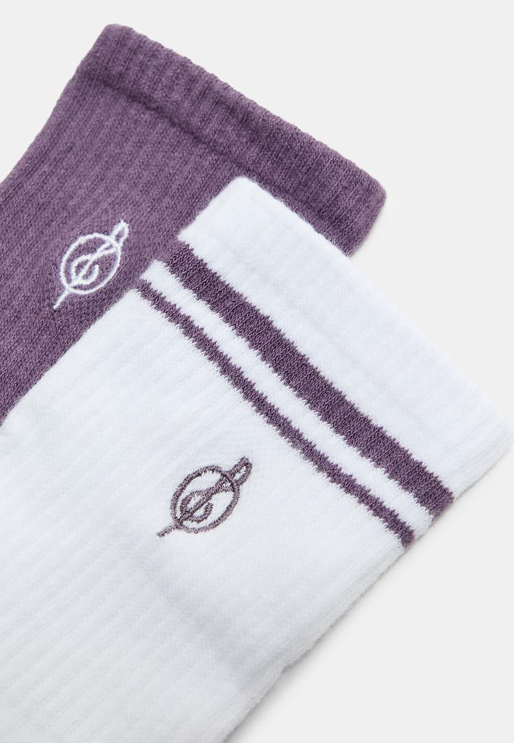 2 pack of striped and embroidered socks