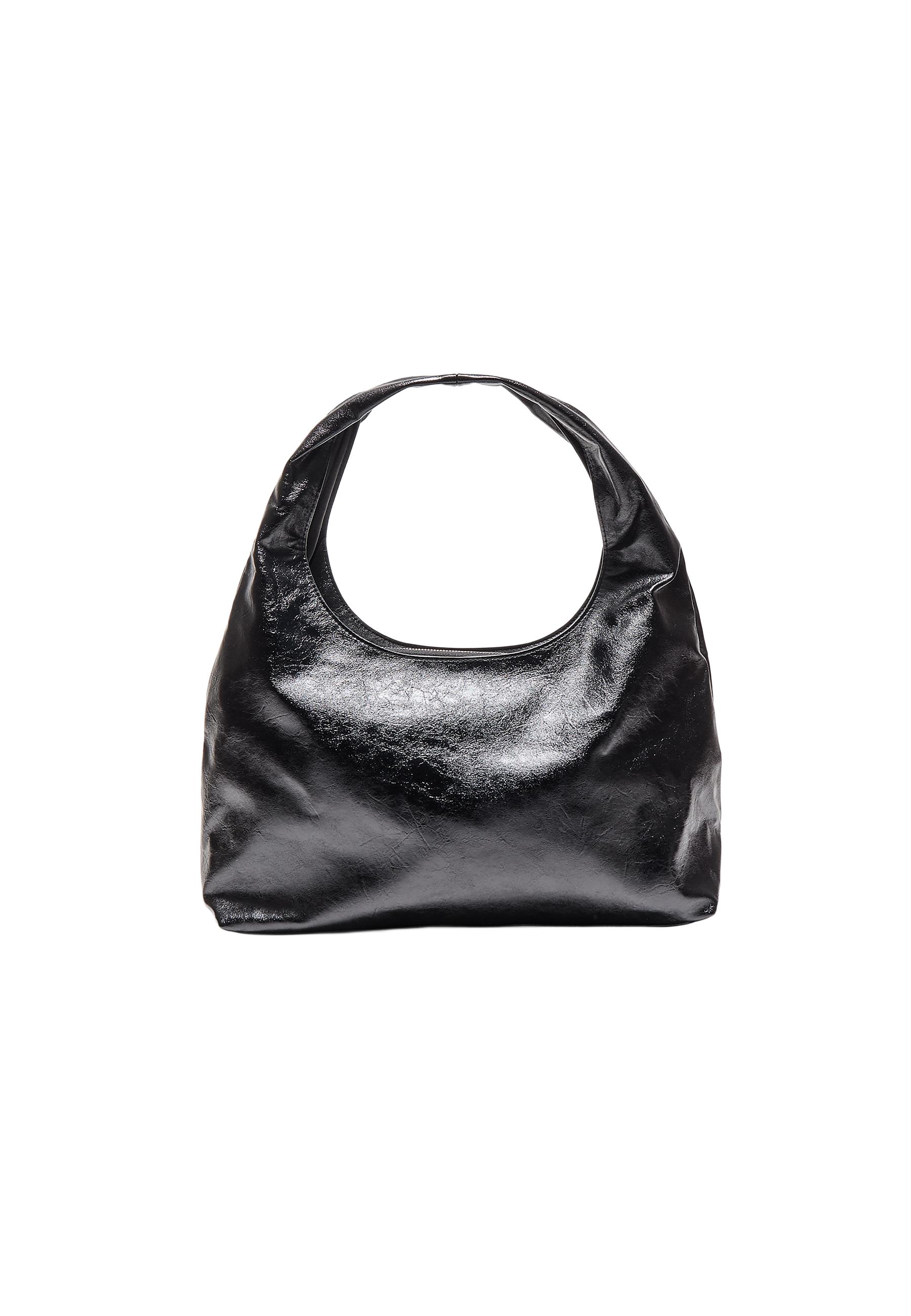 Soft leather effect shoulder bag — Black