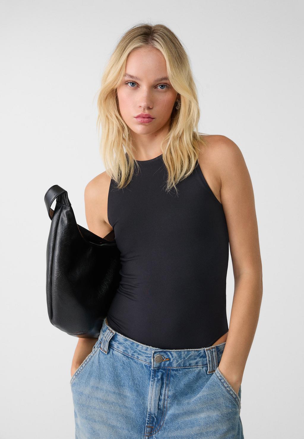 Polyamide halter bodysuit