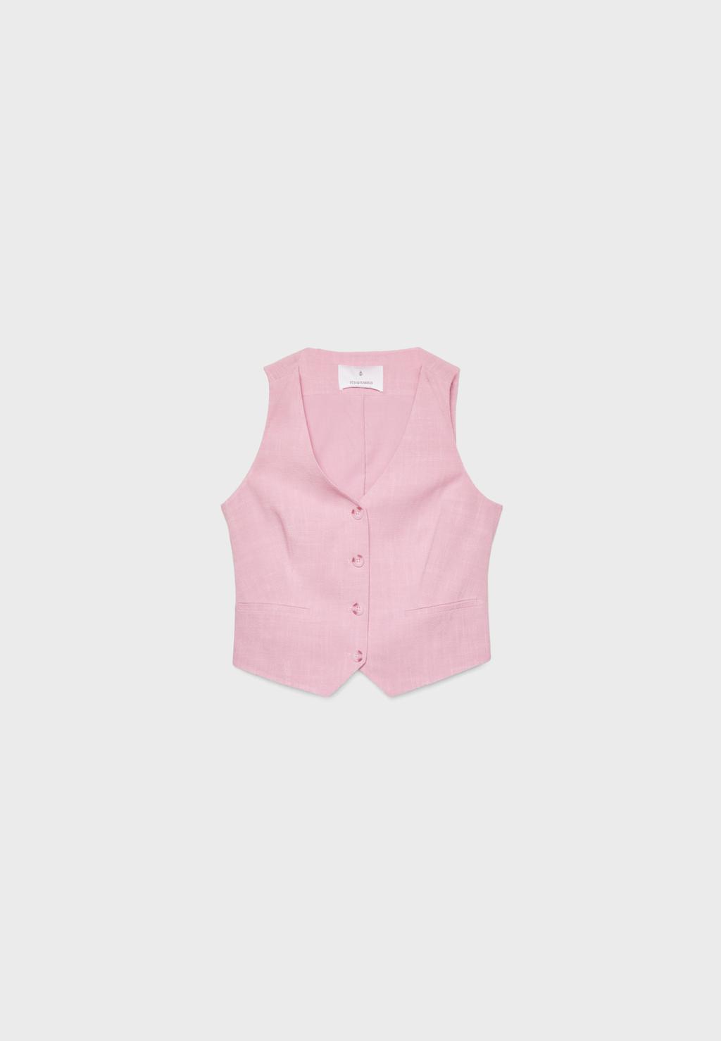Gilet boutonné avec lin