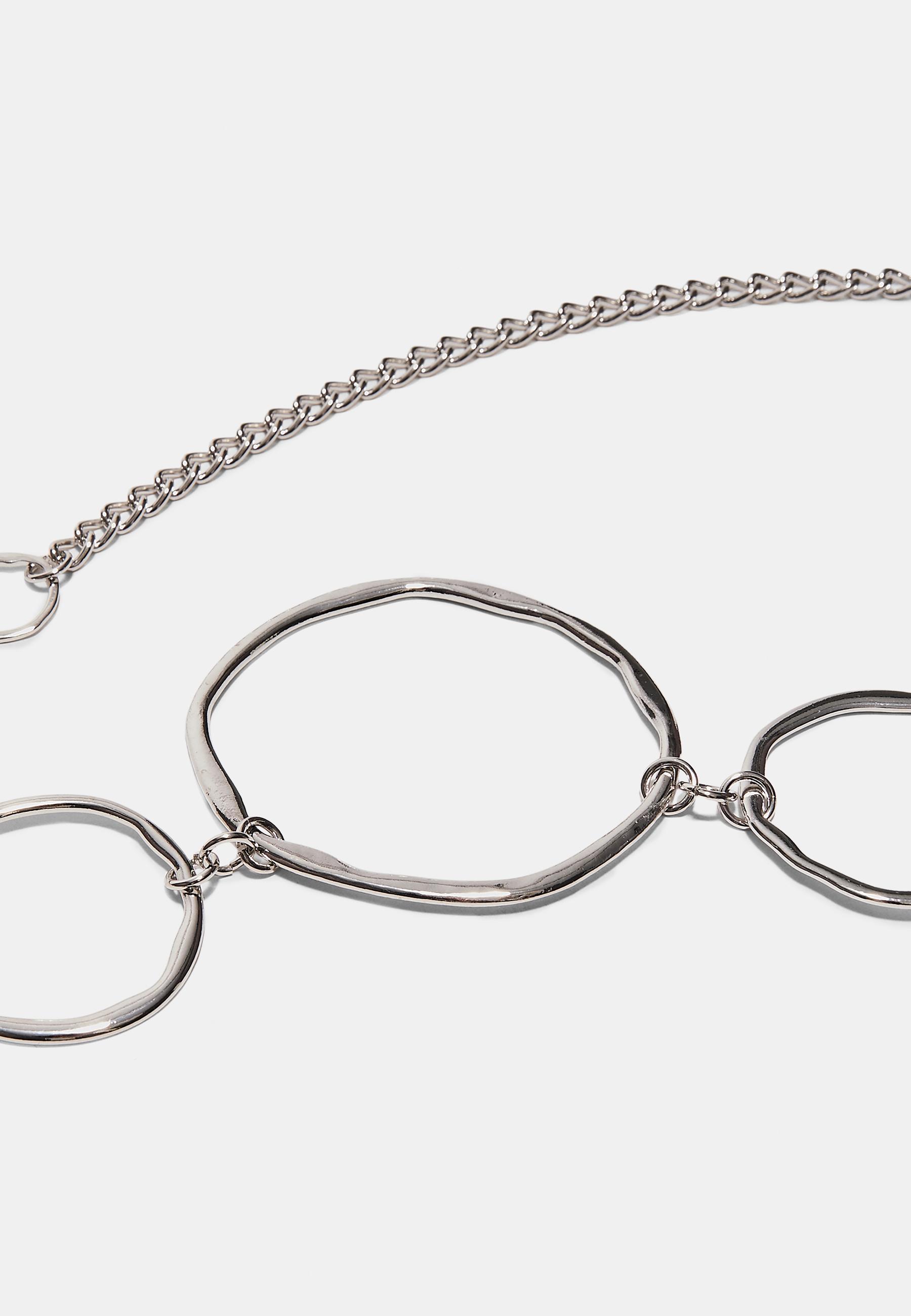 Metal belt with large ovals — Grey