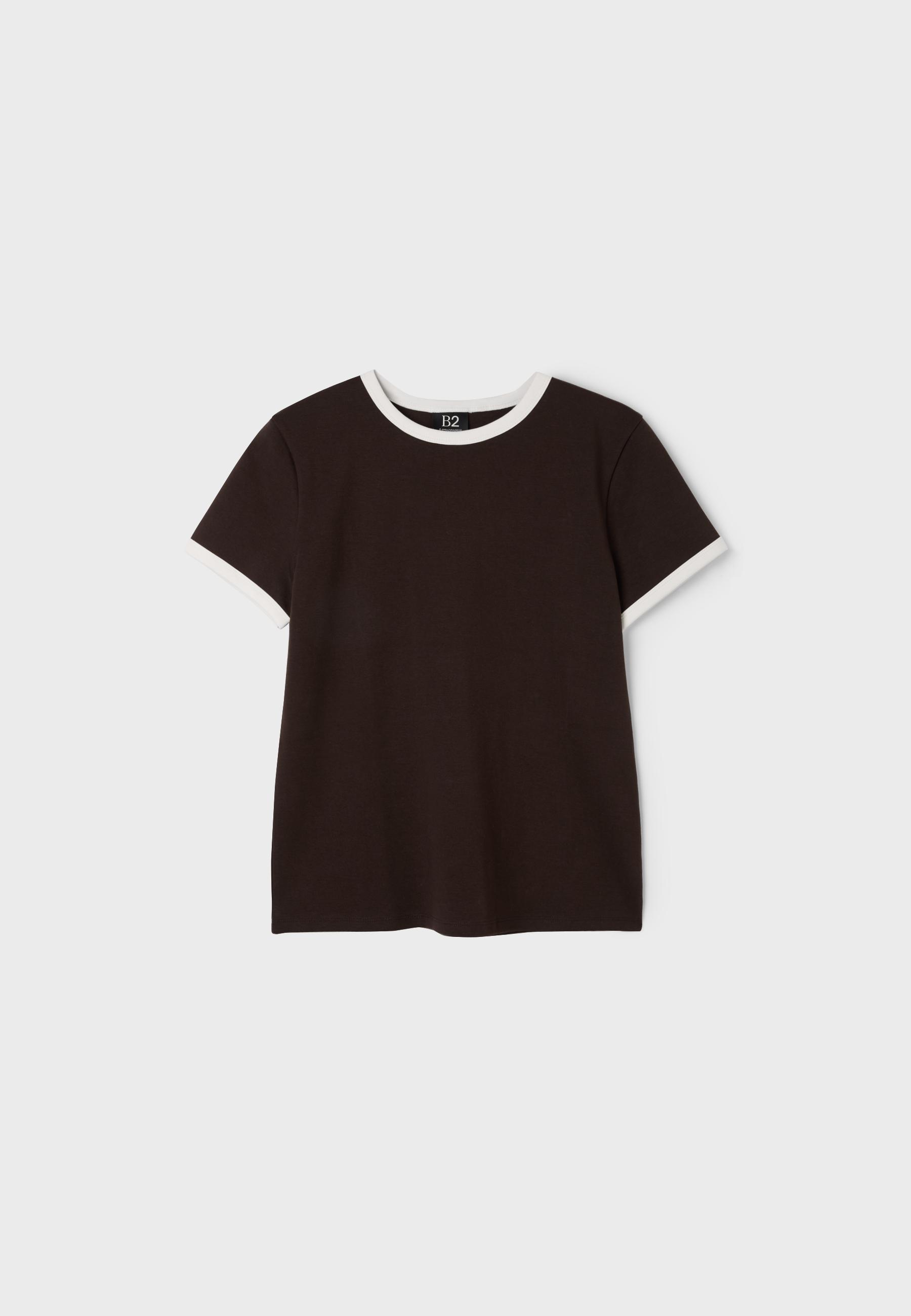 B02 Soft-touch regular basic T-shirt — Brown