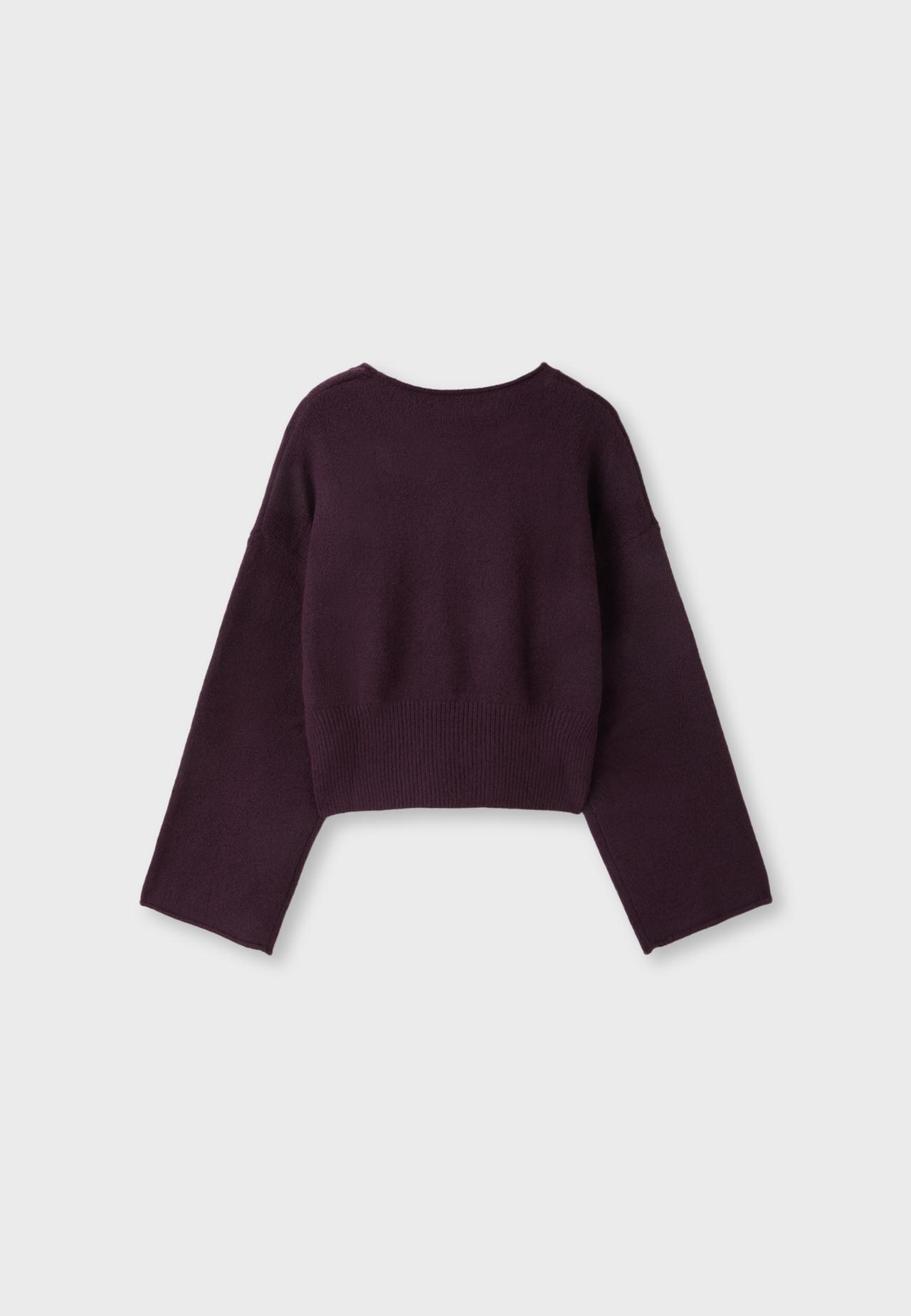 Soft knit sash-detail jumper — AUBERGINE