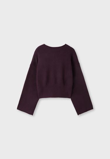 Soft knit sash-detail jumper — AUBERGINE 8
