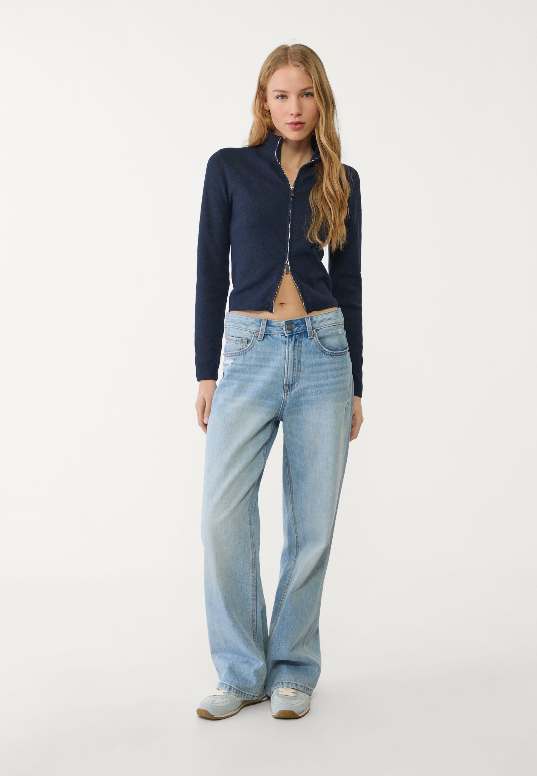 Fitted knit cardigan with zip - Women's fashion