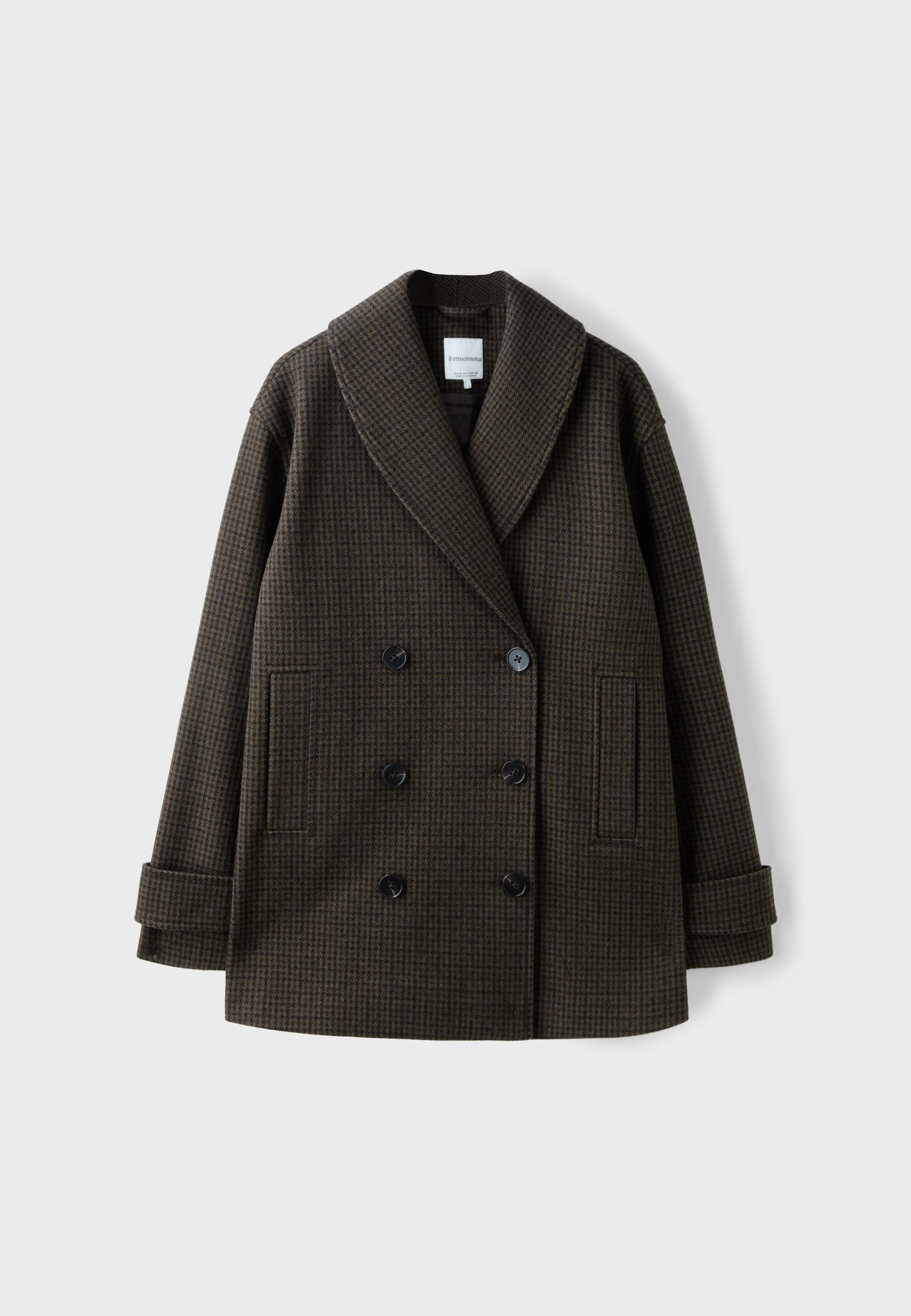 Shawl neck felt coat — Khaki