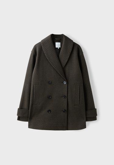 Short shawl neck coat — Khaki 7