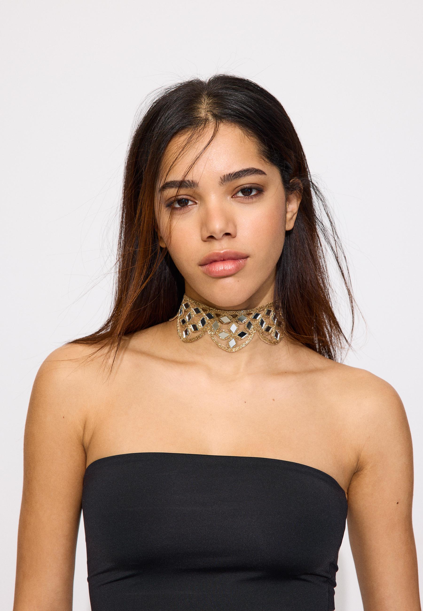 Scalloped mirror choker necklace — Gold