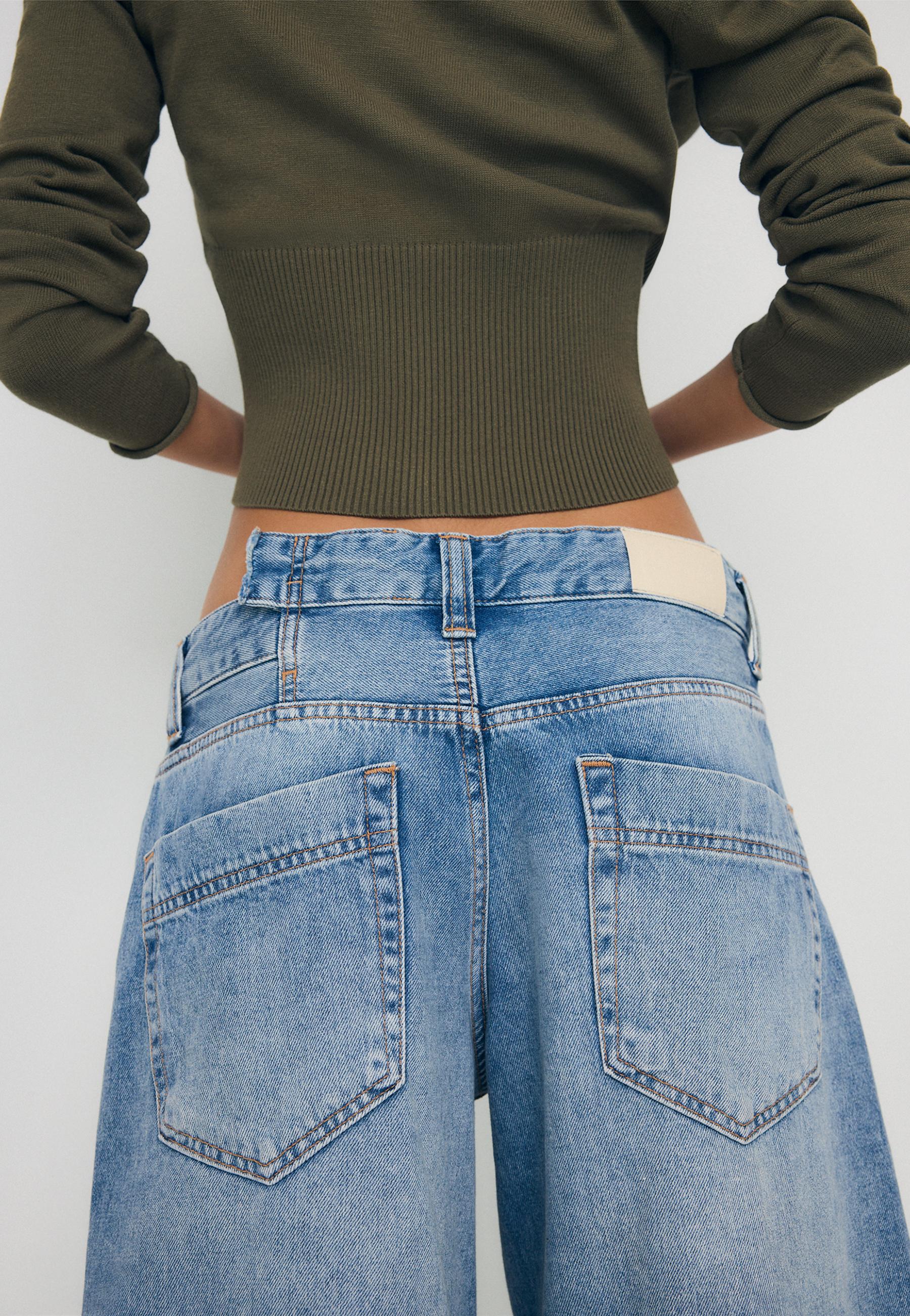 Cross-over waist Bermuda shorts — OVERDYED BLUE DENIM