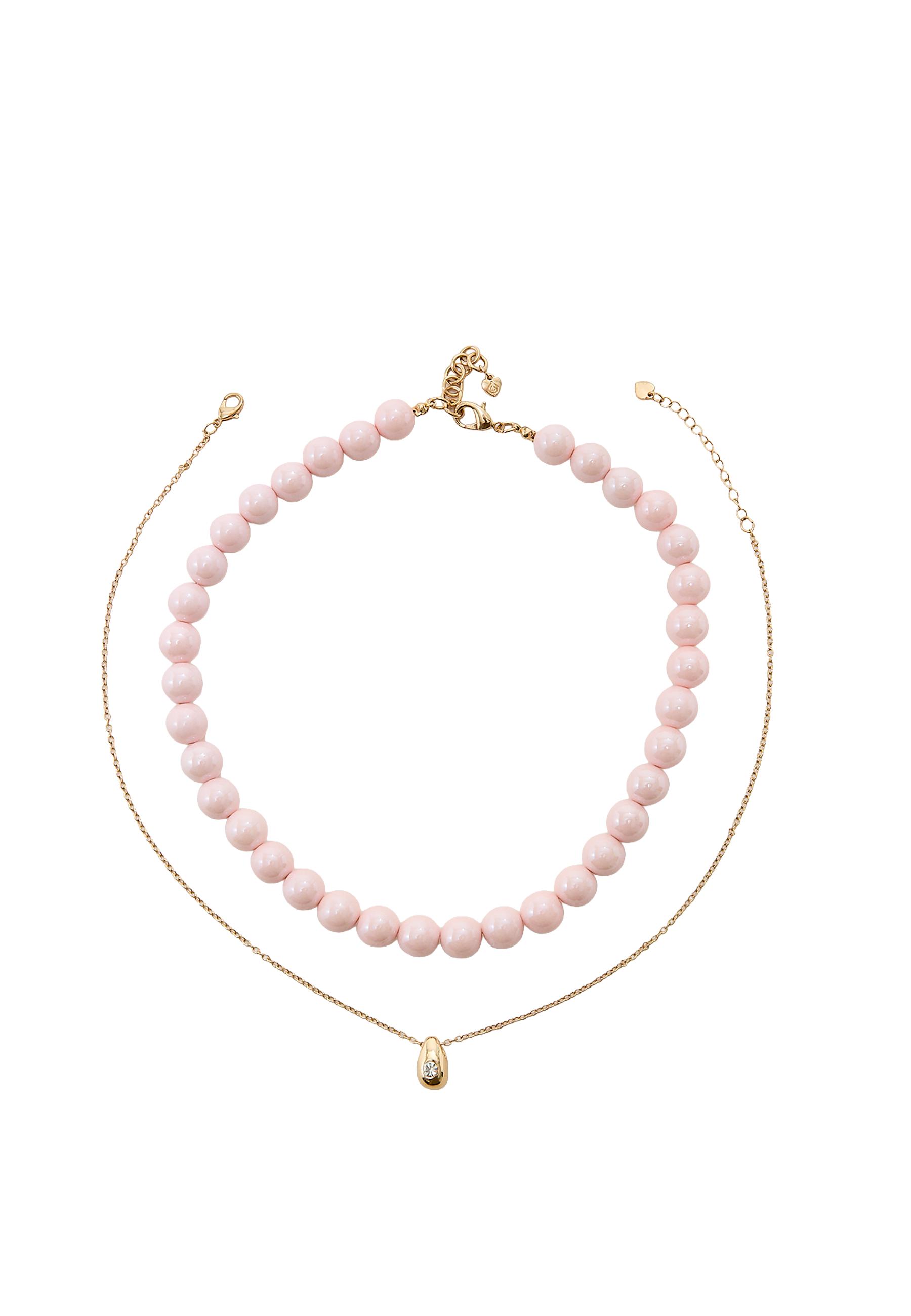 Set of 2 bead necklaces — Pastel pink