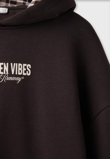 Check hood sweatshirt — Brown 10
