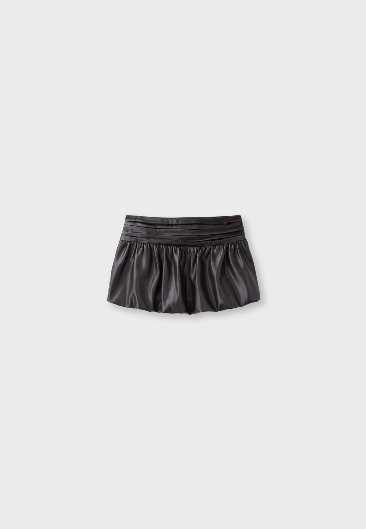 Leather effect balloon skirt — Brown