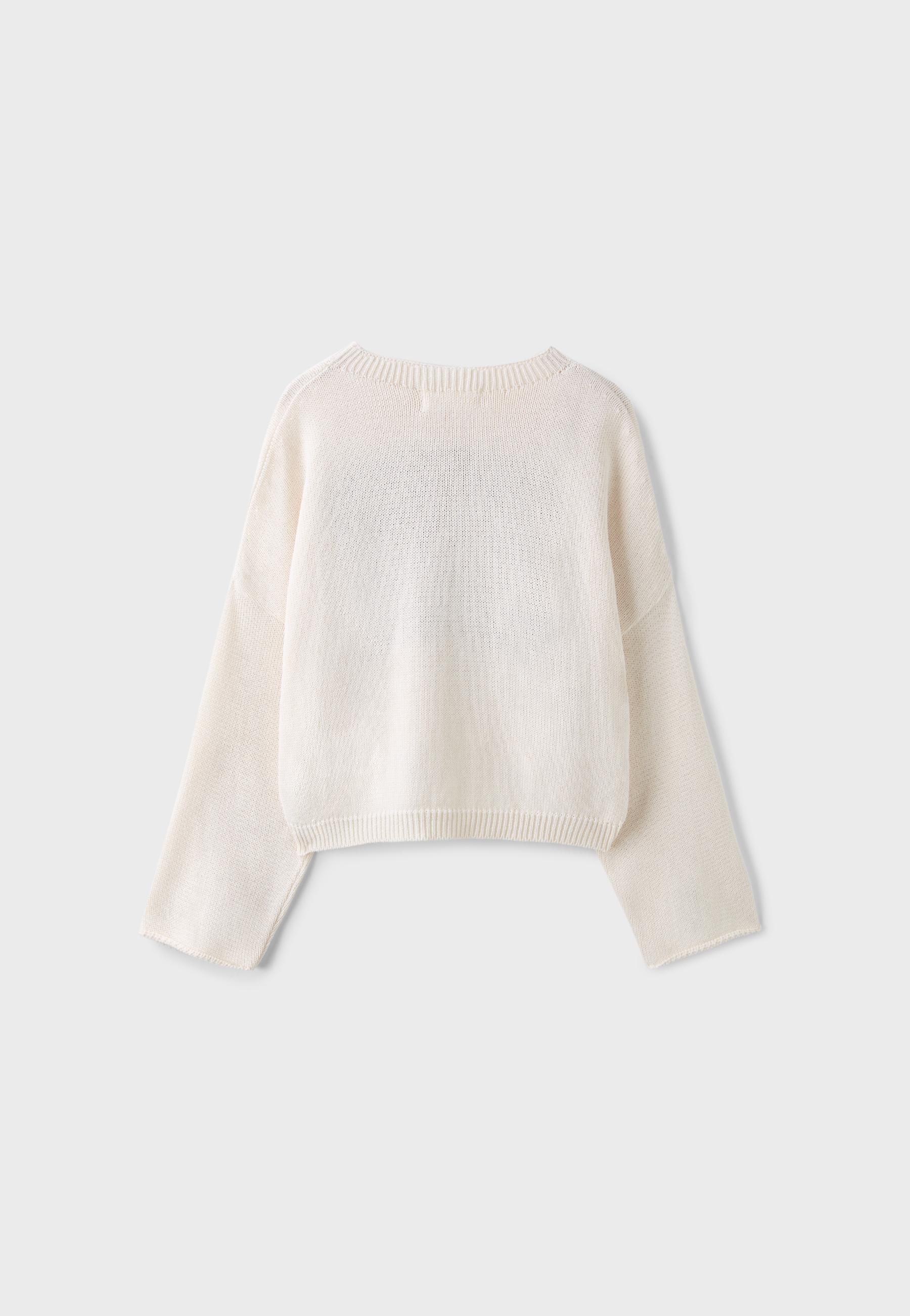 Number cropped knit jumper — Vanilla