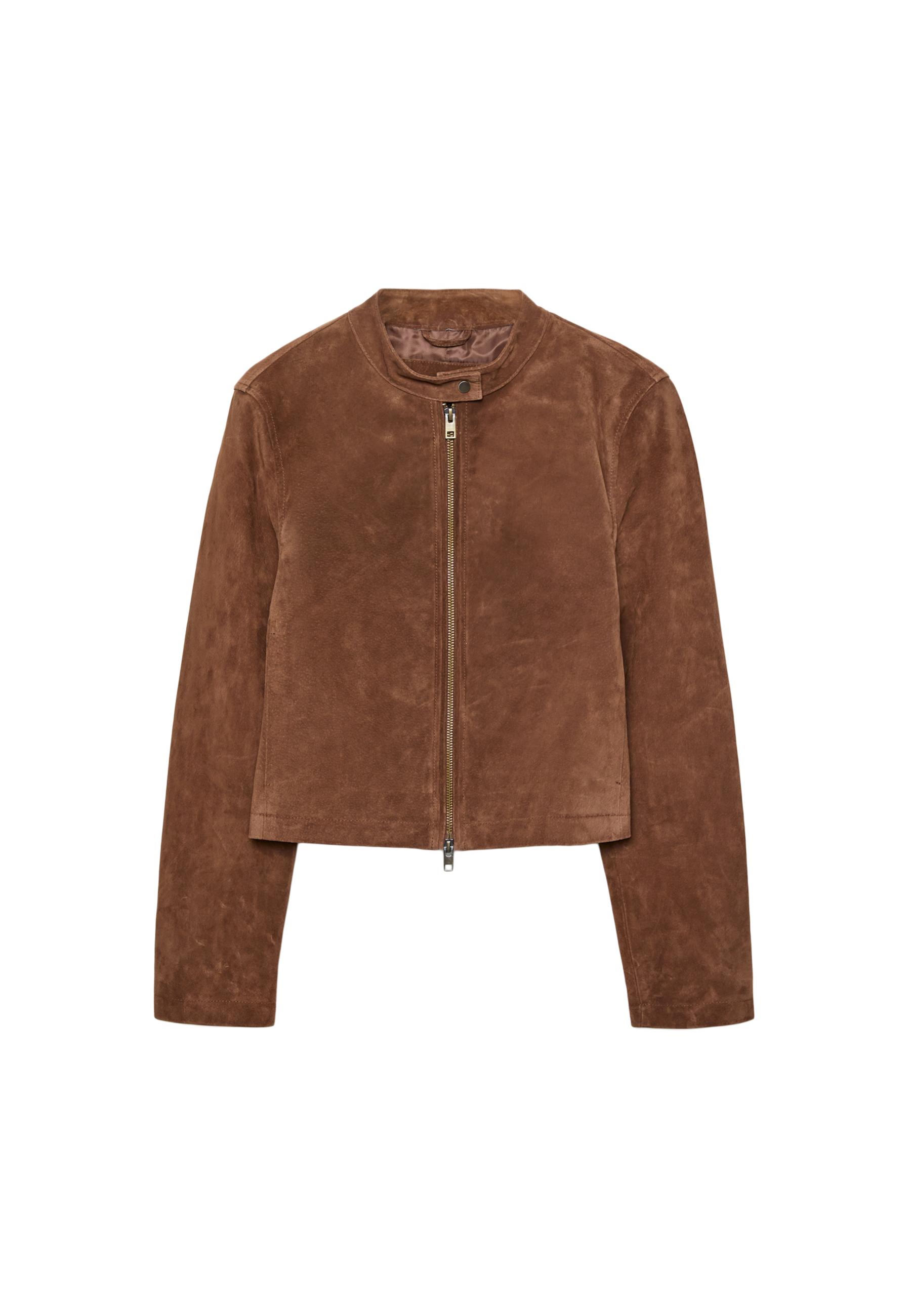 100% leather biker jacket — Brown