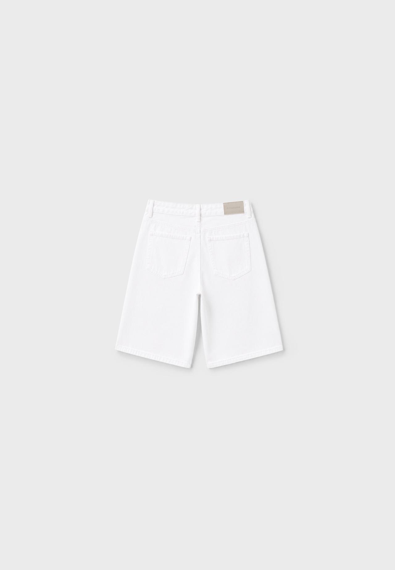 Baggy denim Bermuda shorts — White