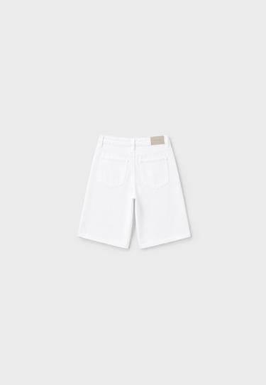Baggy denim Bermuda shorts — White 8