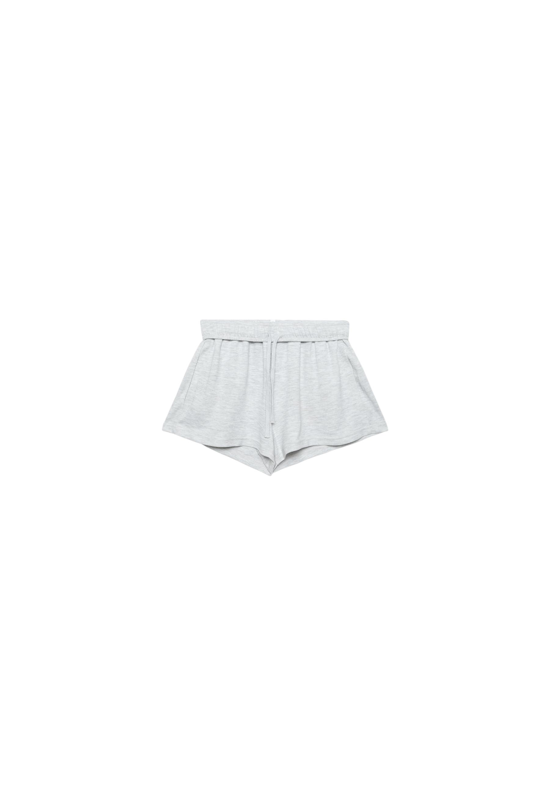 Turn-up waist mini shorts — Grey melange