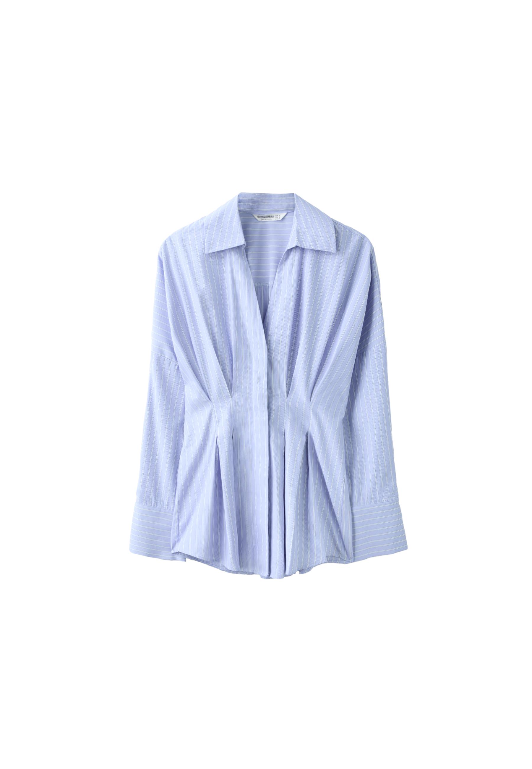 Pleated poplin shirt — Sky blue