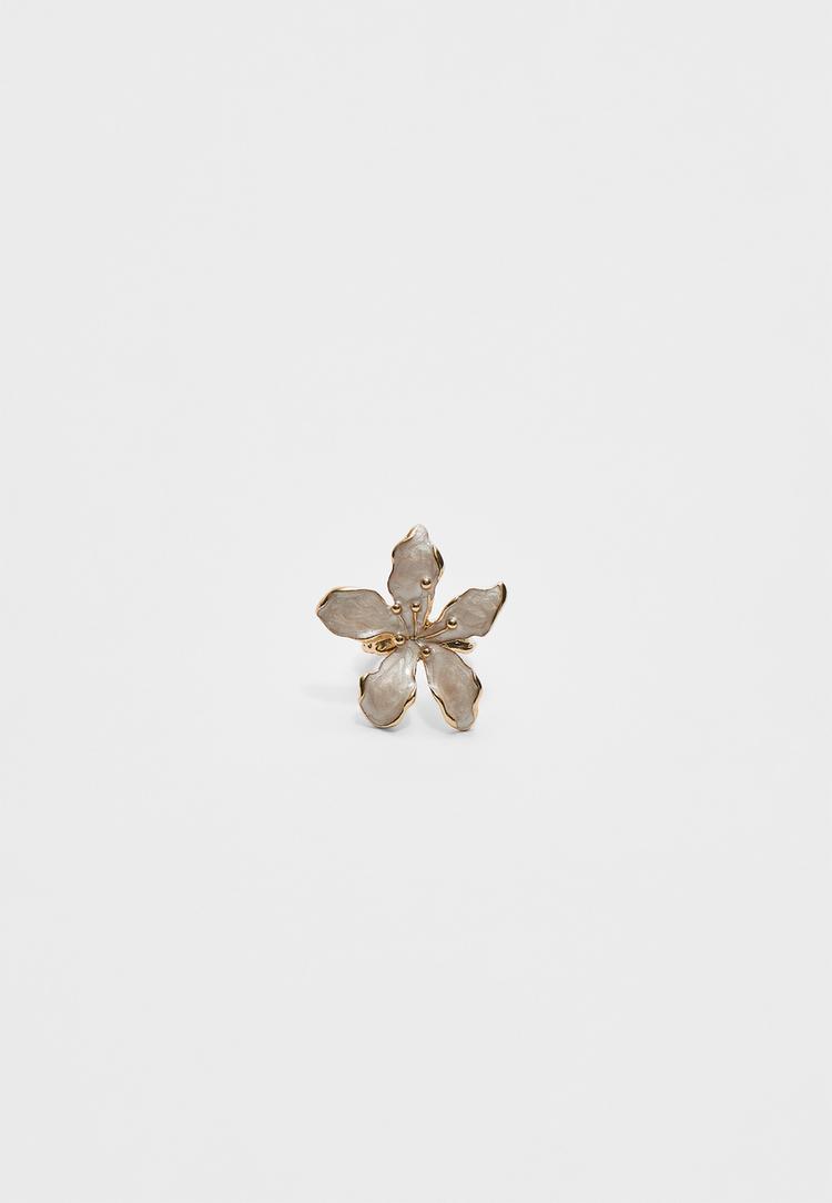 anillo flor esmalte