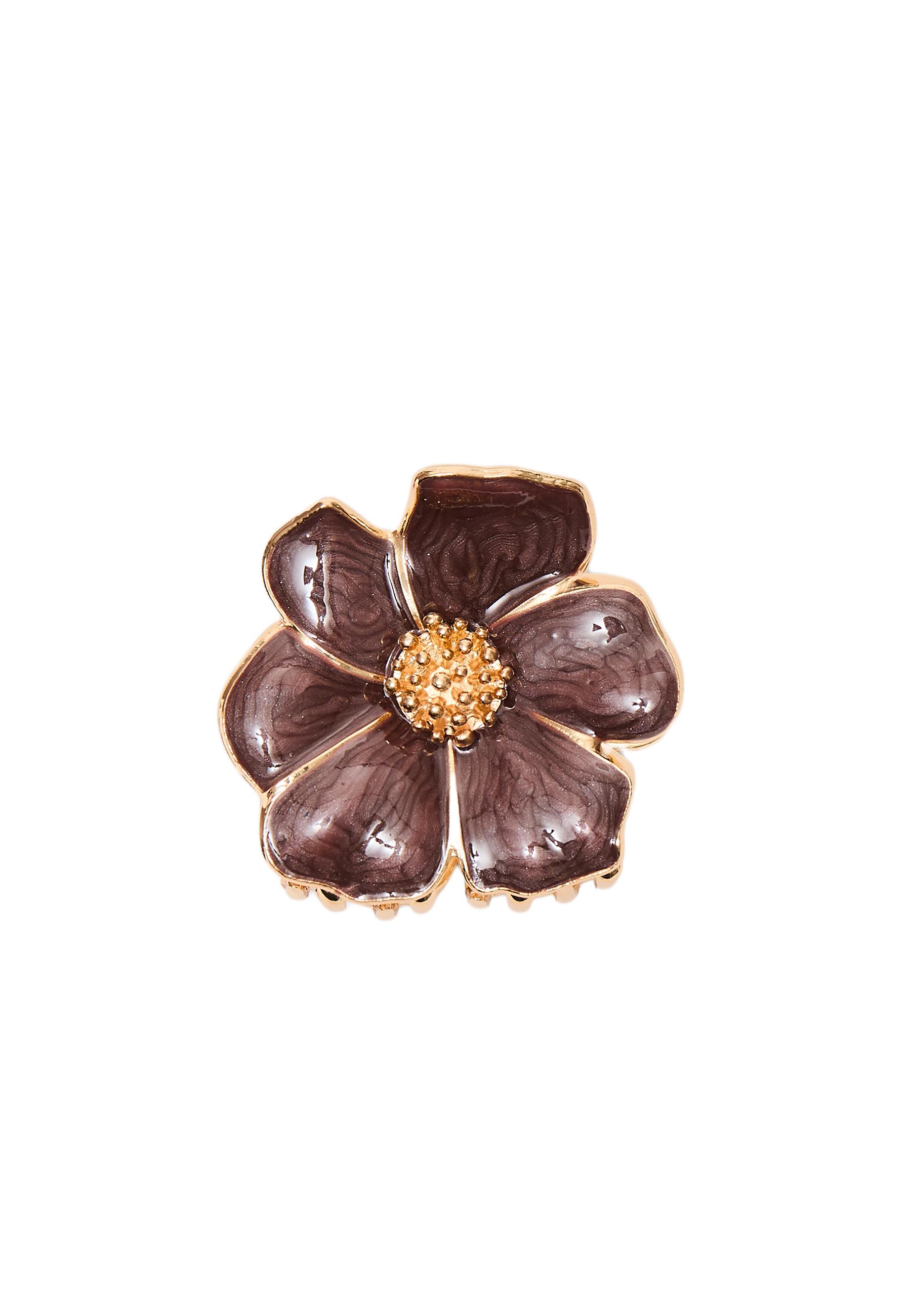 Metallic flower hair clip — Brown