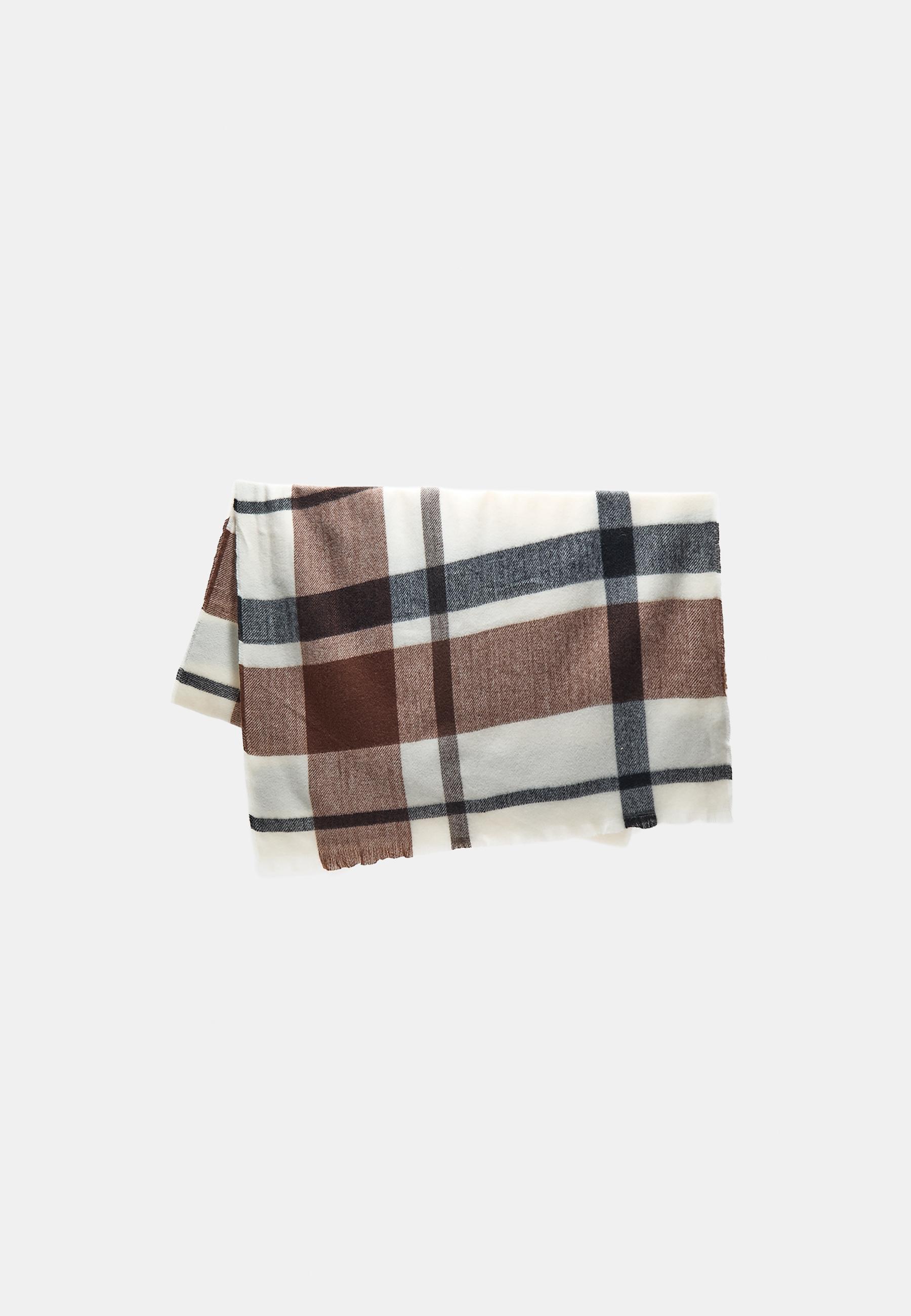 Checked scarf — Ecru
