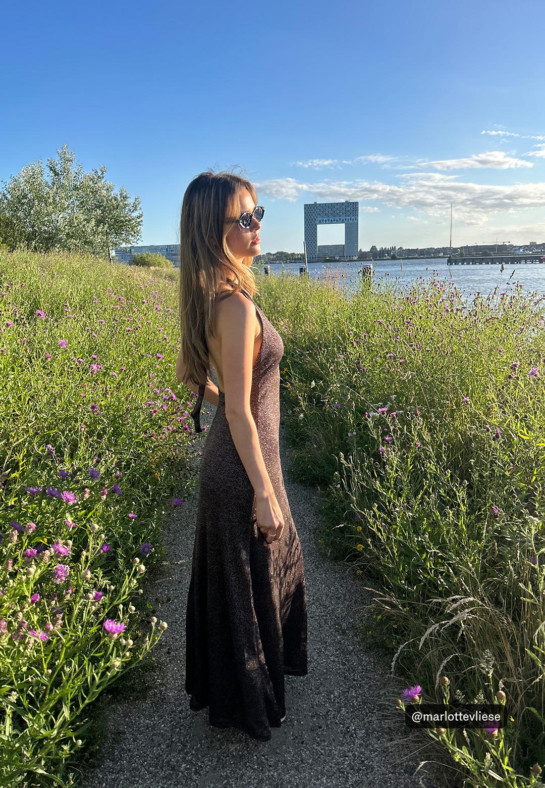 Stradivarius Halter yaka midi elbise
