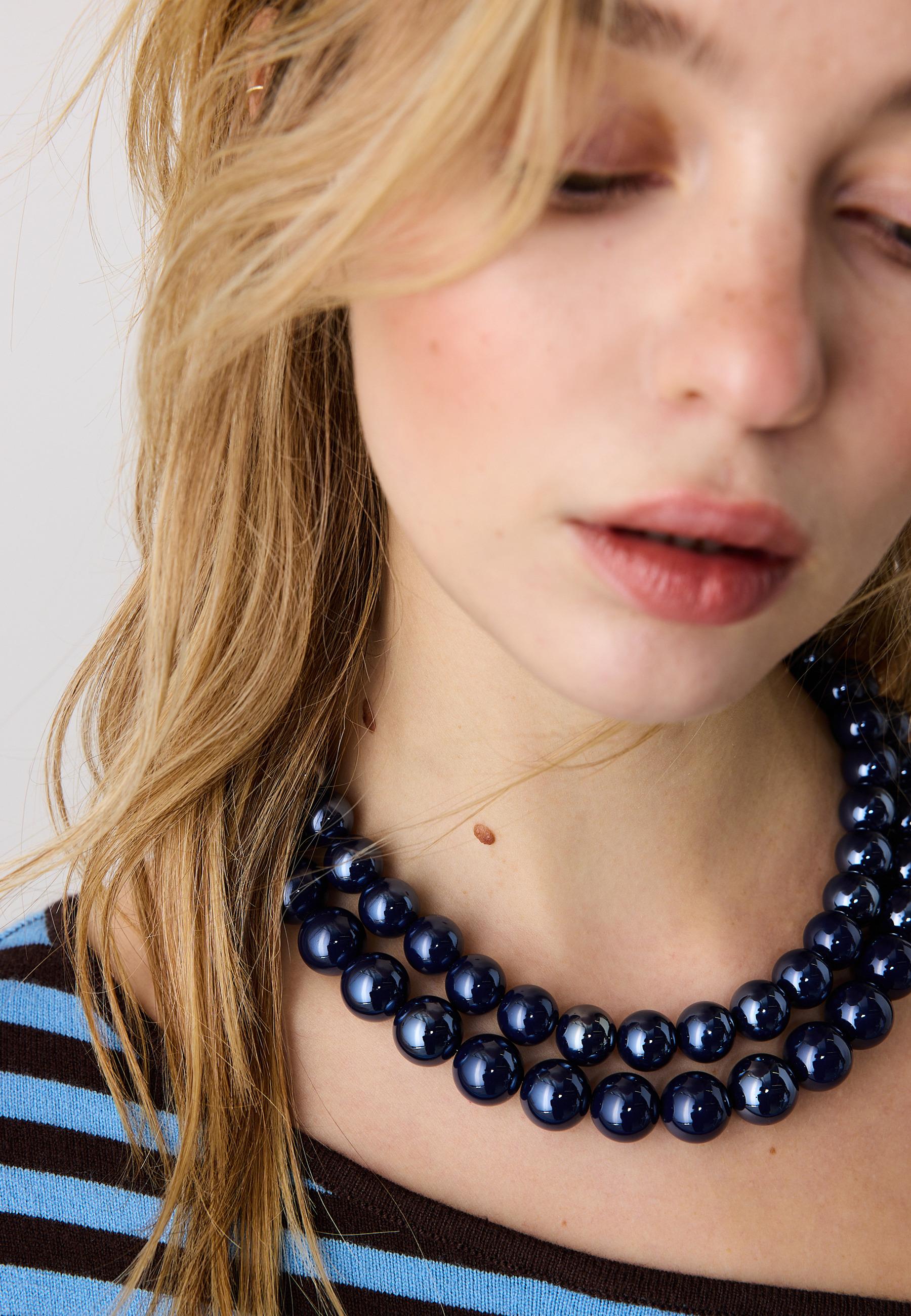 Set of 2 bead necklaces — Electric blue