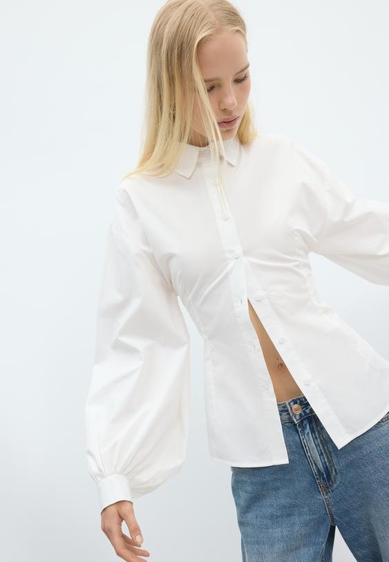 chemise popeline manches bouffantes