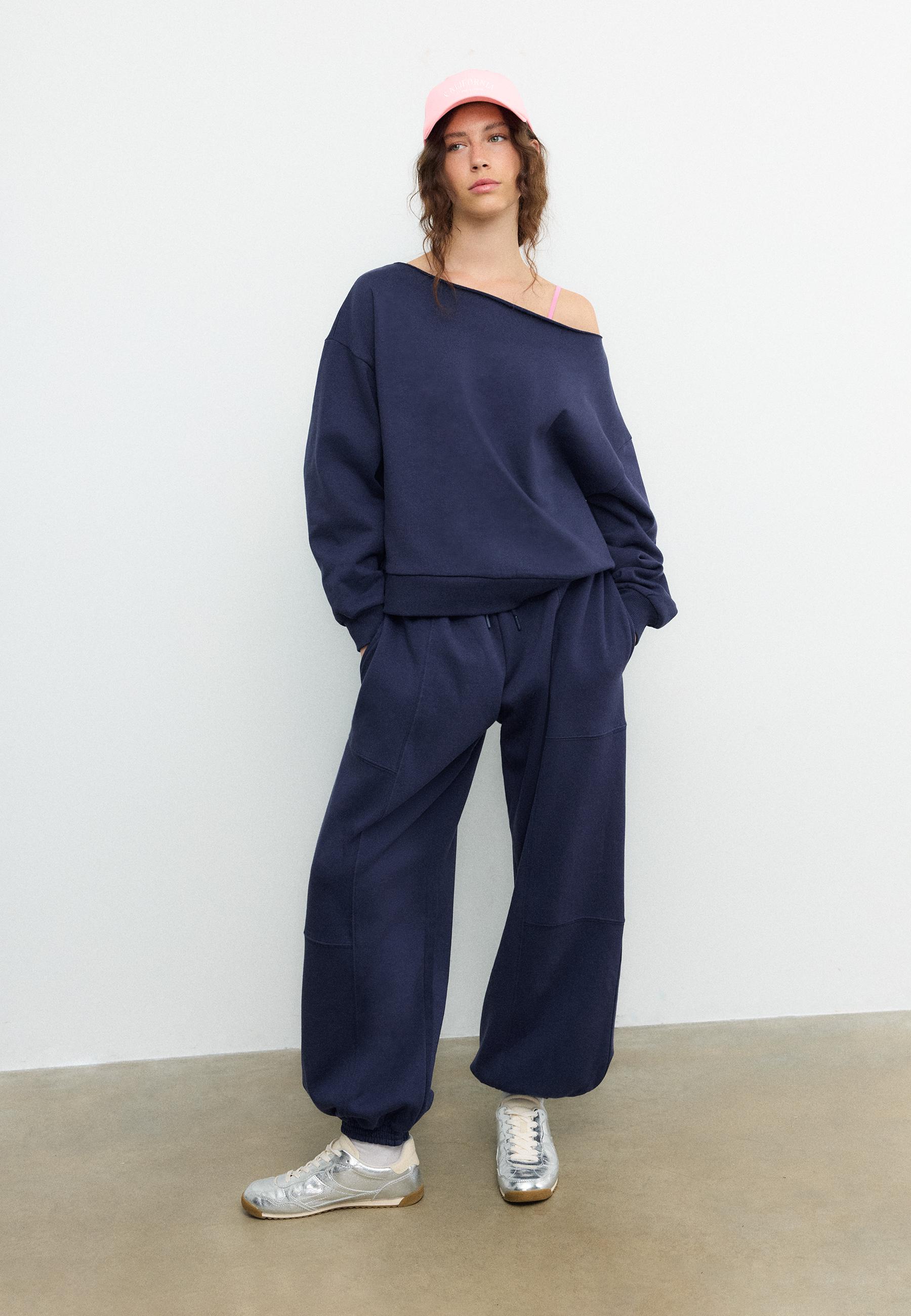 Basic off-the-shoulder sweatshirt — Dark blue