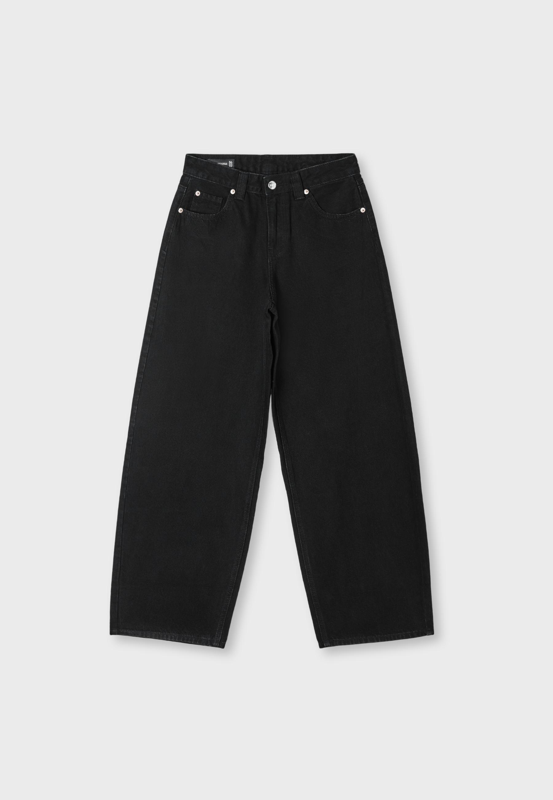 D80 Barrel jeans — BLACK DENIM WASHED EFFECT 