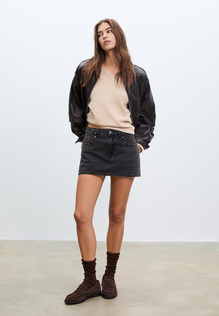 d62 studded denim skort
