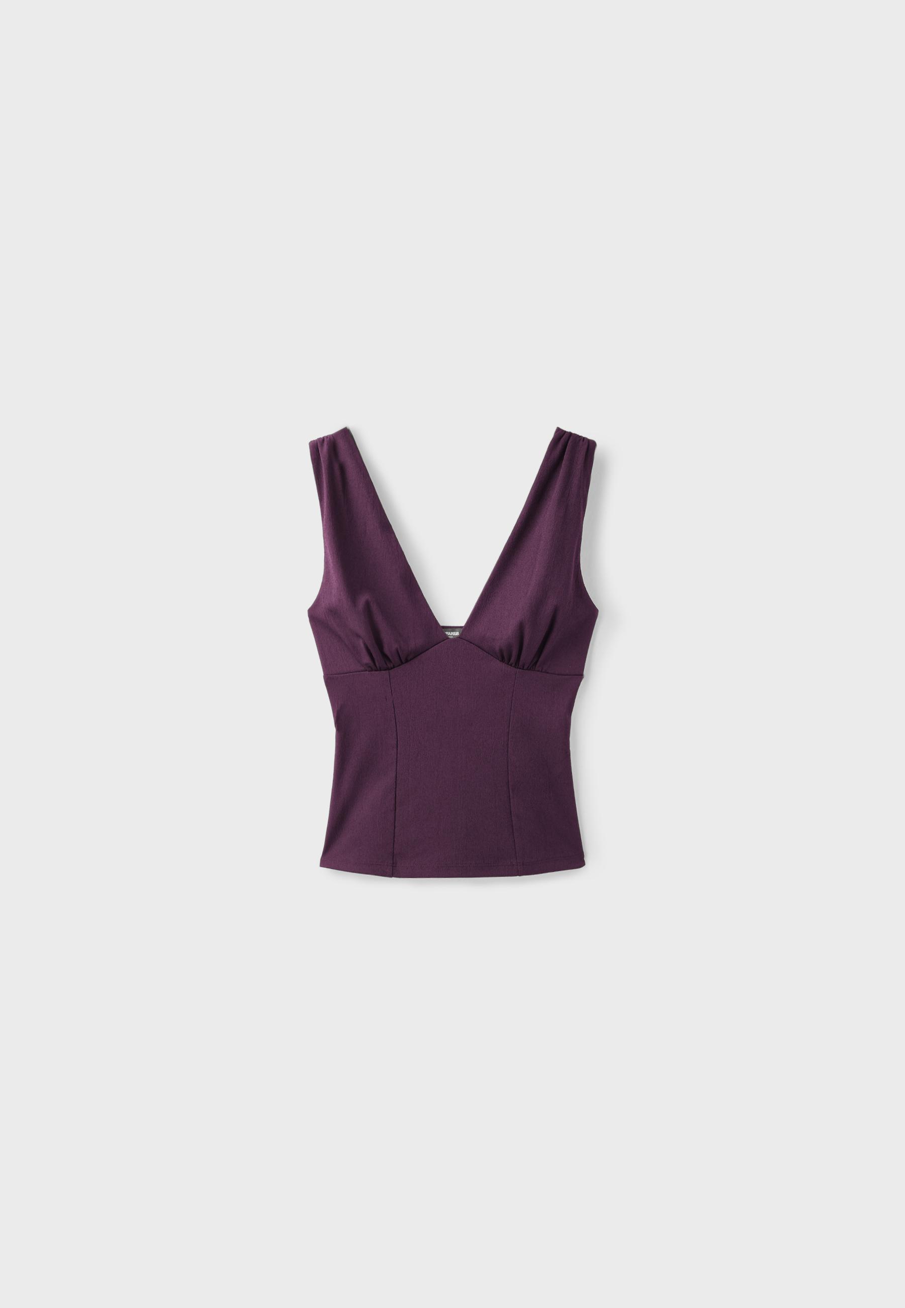 Fitted wide-strap top — Purple
