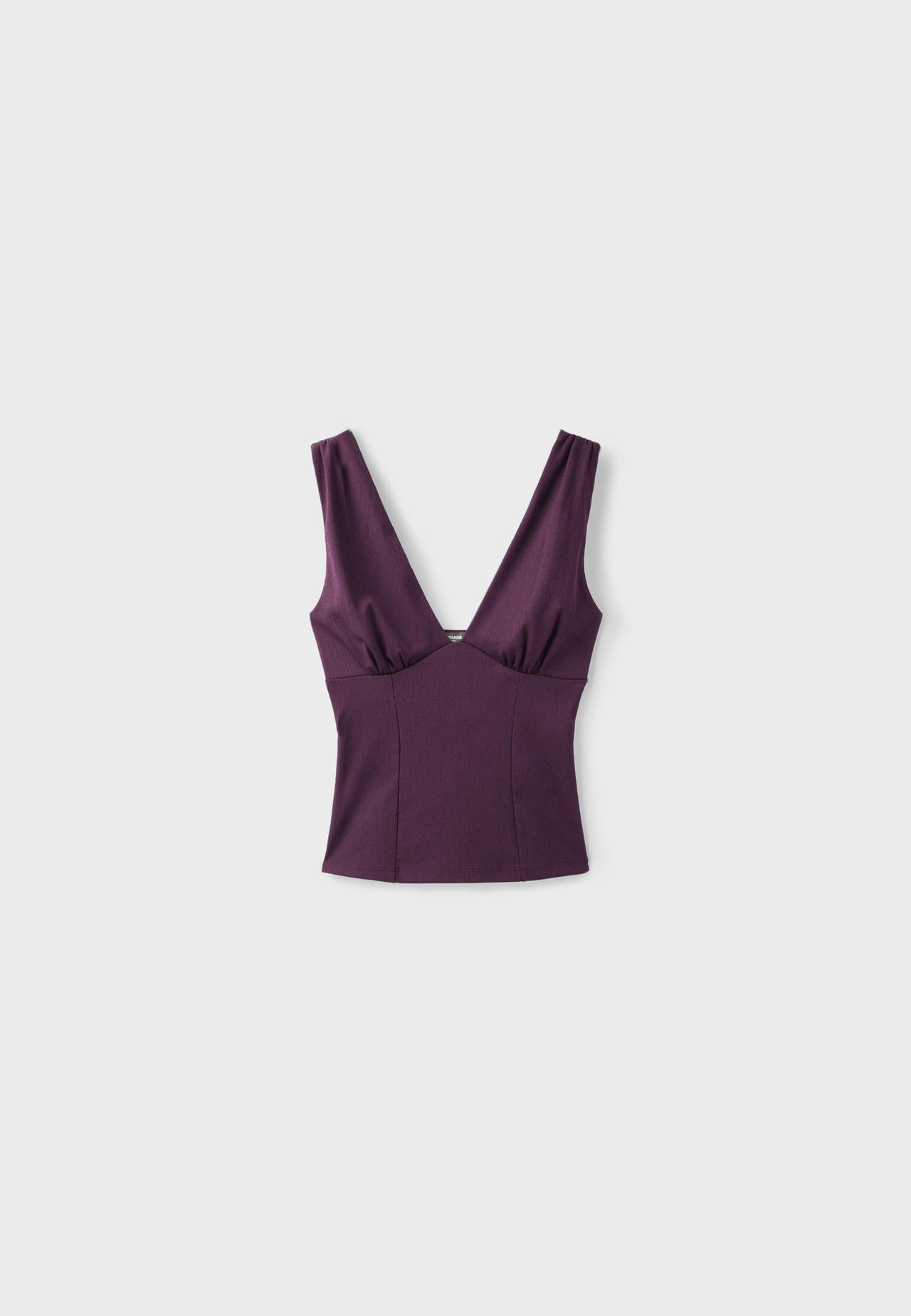 Fitted wide-strap top — Purple