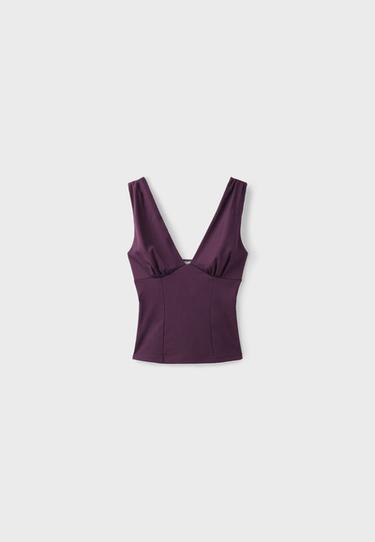 Fitted wide-strap top — Purple 7