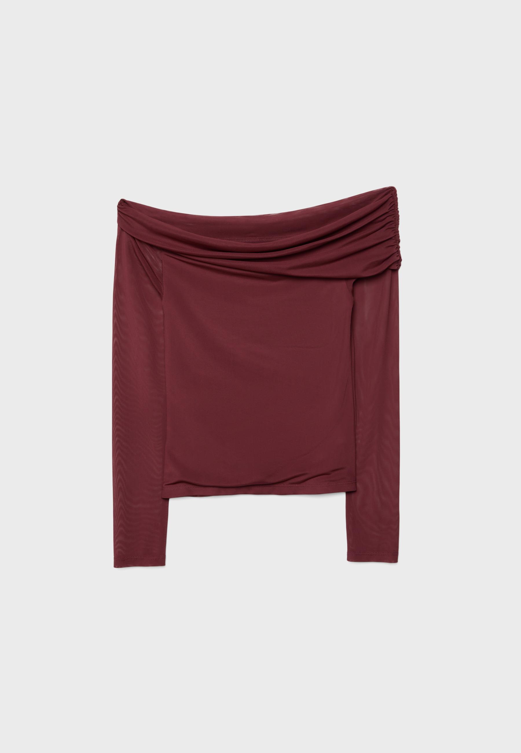 Asymmetric tulle T-shirt — Purple