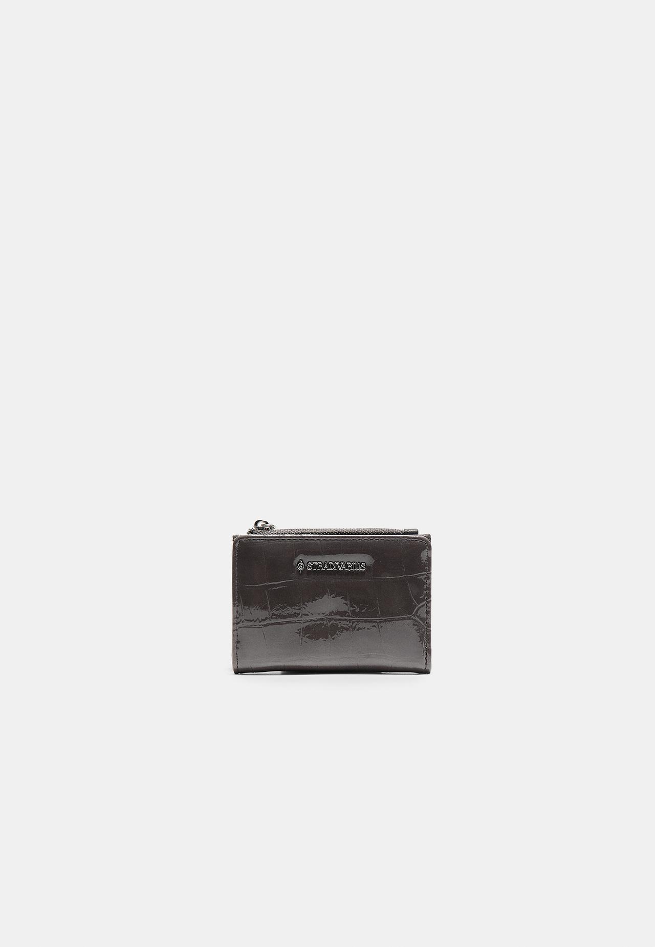 Mock croc card holder purse — Dark grey